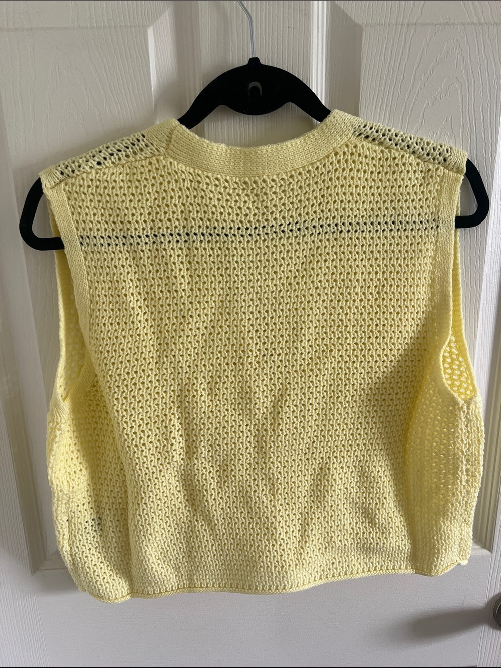 SHEIN Pale Yellow V-Neck Knit Button Front Sweater Vest - Picture 2 of 3